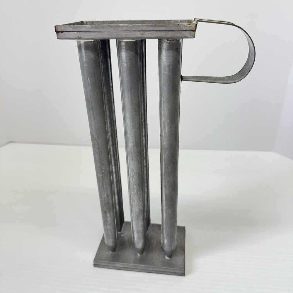 Vintage Primitive Tin Metal 6 Hole Taper Candle Mold Candlestick Making